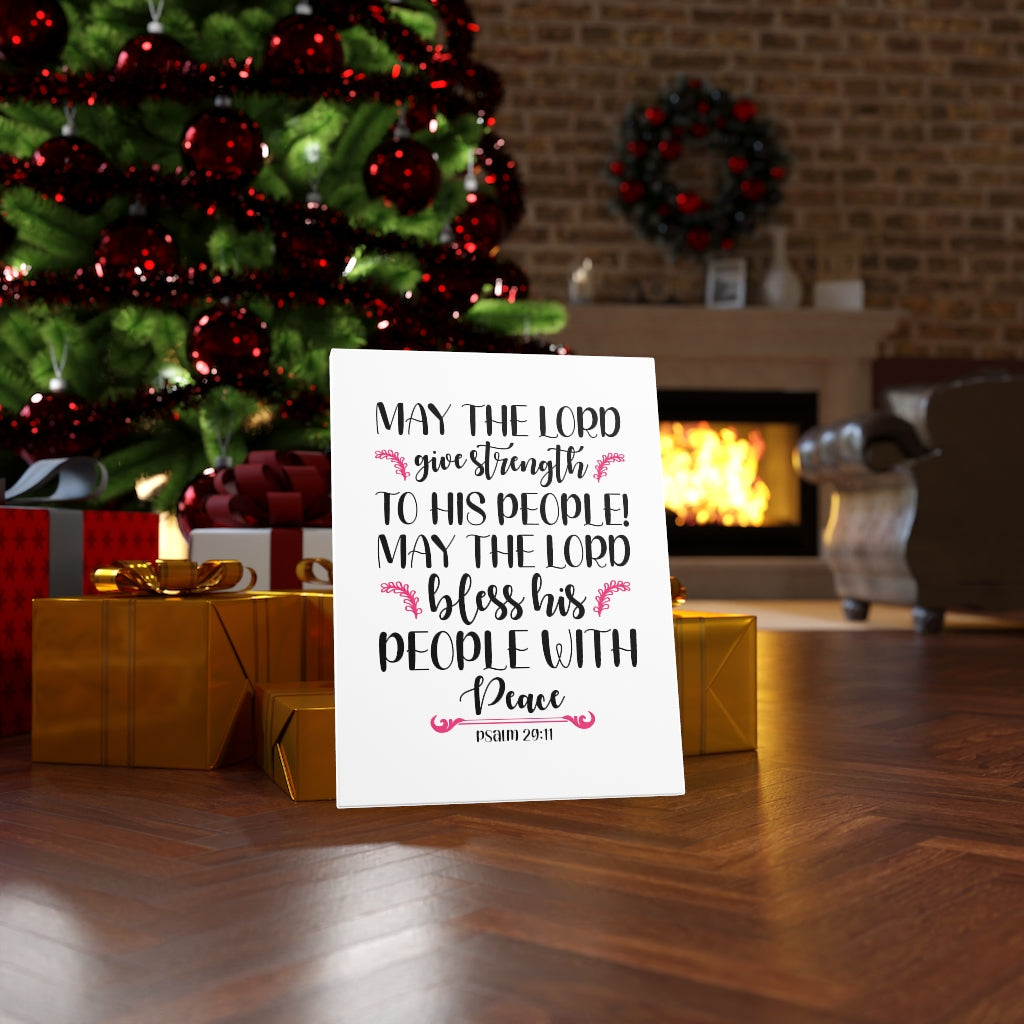 Scripture Walls The Lord Give Strength Psalm 29:11 Bible Verse Canvas Christian Wall Art Ready to Hang Unframed-Express Your Love Gifts