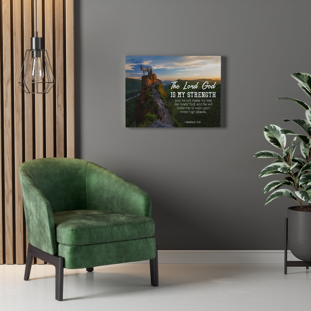 Scripture Walls The Lord God is My Strength Habakkuk 3:19 Bible Verse Canvas Christian Wall Art Ready to Hang Unframed-Express Your Love Gifts