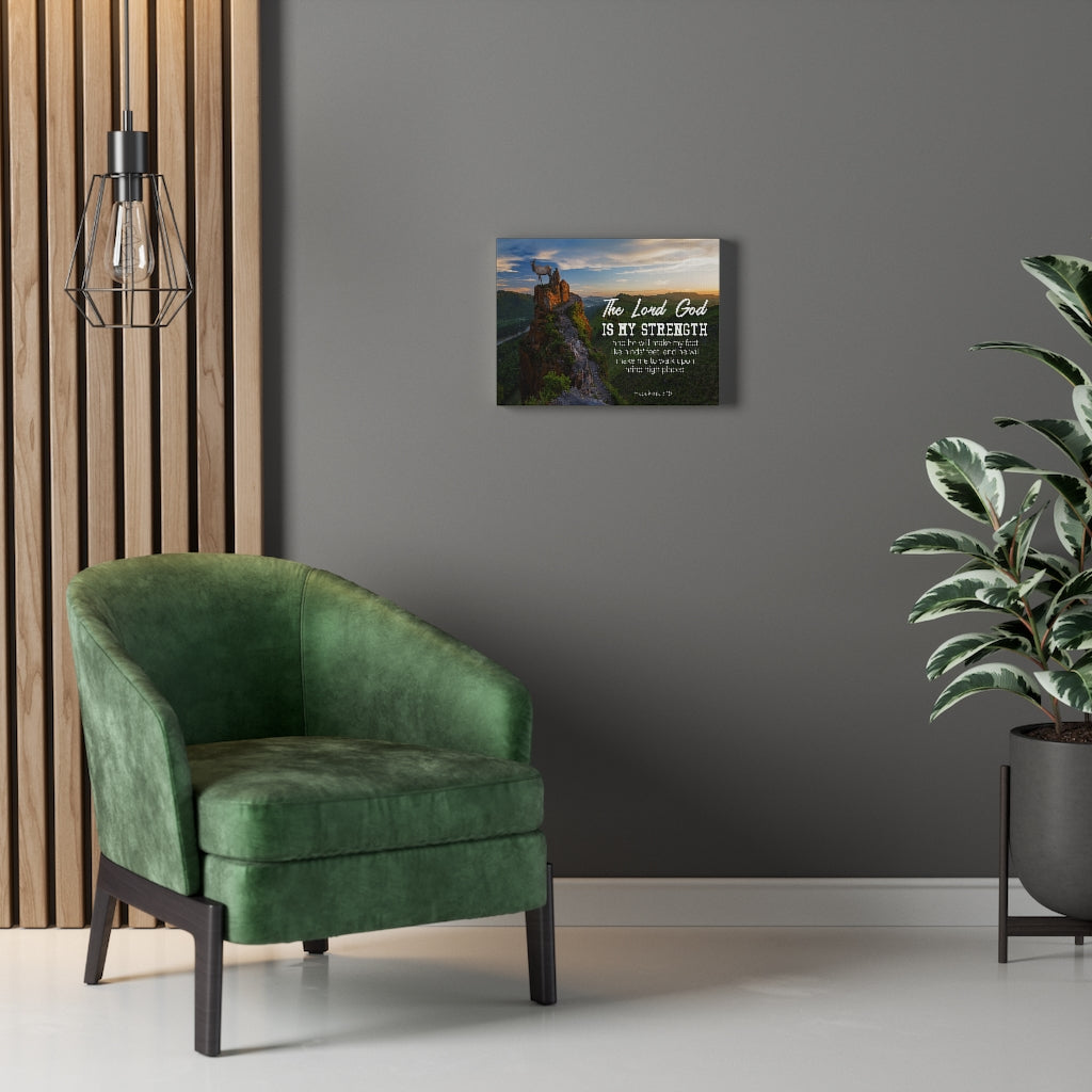 Scripture Walls The Lord God is My Strength Habakkuk 3:19 Bible Verse Canvas Christian Wall Art Ready to Hang Unframed-Express Your Love Gifts