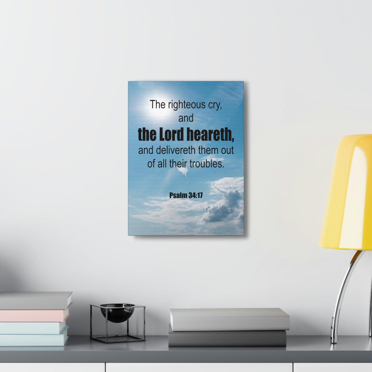 Scripture Walls The Lord Heareth Psalm 34:17 Bible Verse Canvas Christian Wall Art Ready to Hang Unframed-Express Your Love Gifts