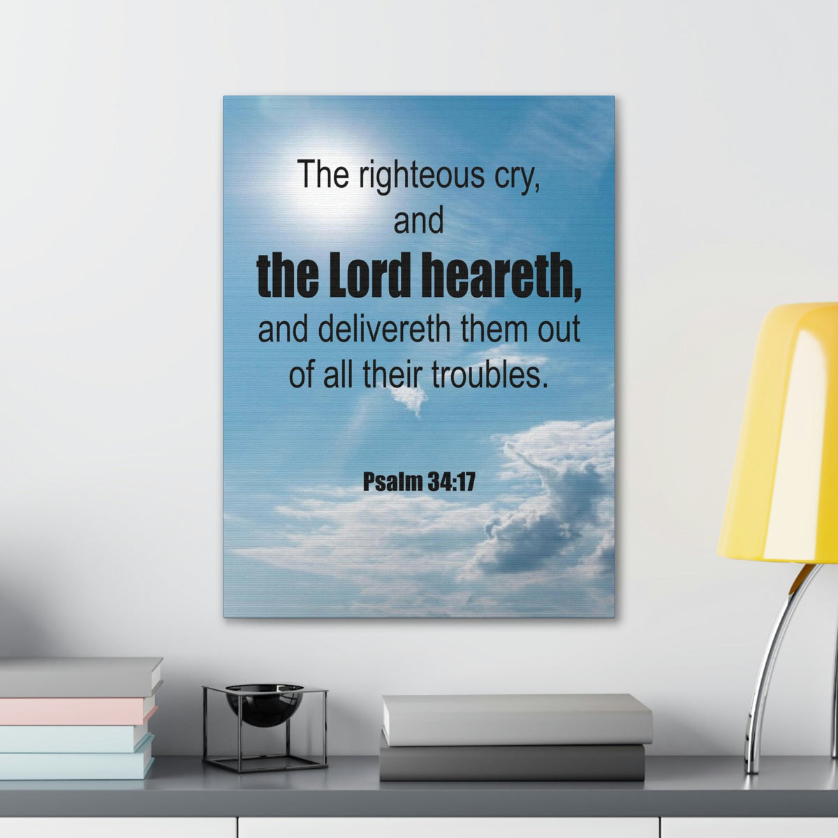 Scripture Walls The Lord Heareth Psalm 34:17 Bible Verse Canvas Christian Wall Art Ready to Hang Unframed-Express Your Love Gifts