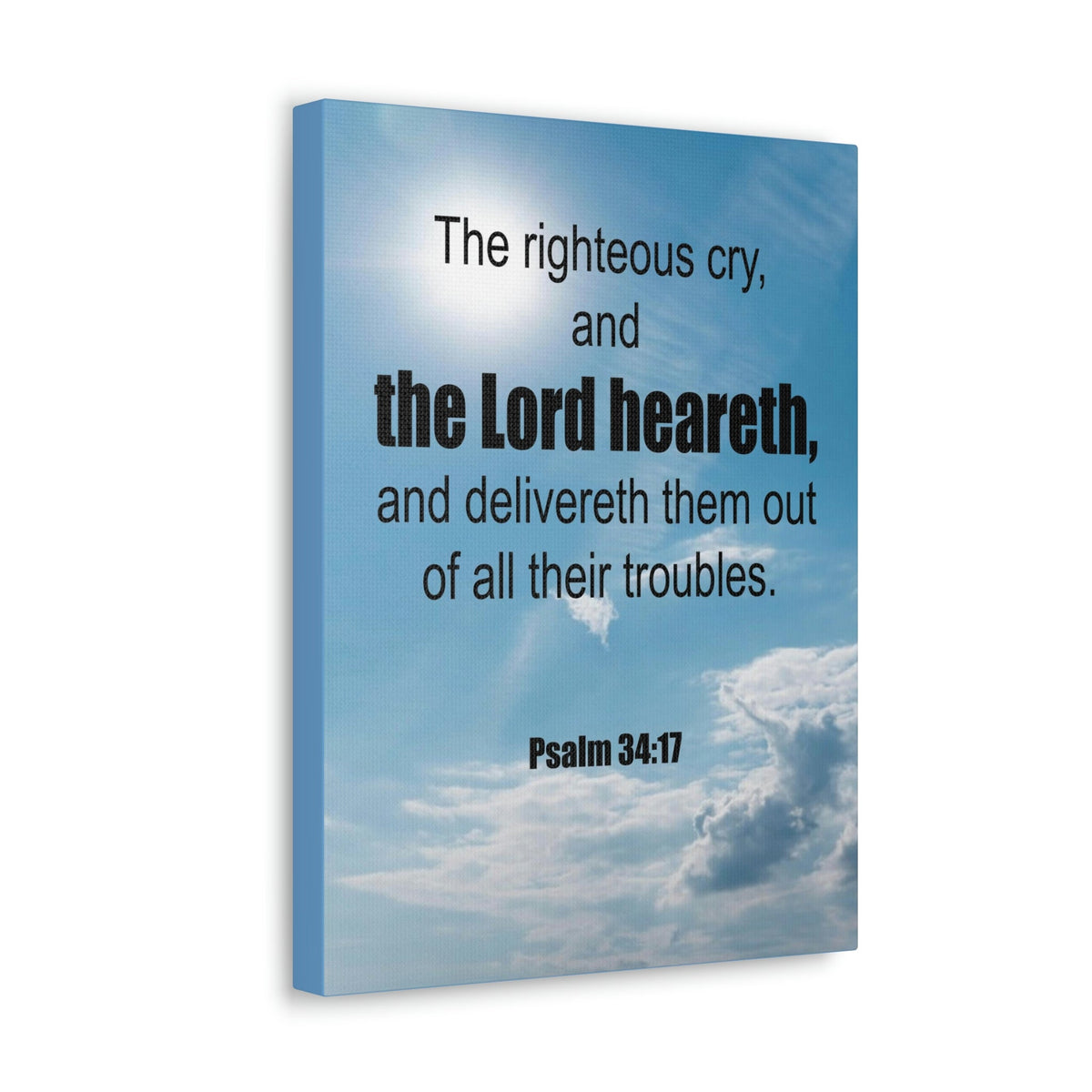 Scripture Walls The Lord Heareth Psalm 34:17 Bible Verse Canvas Christian Wall Art Ready to Hang Unframed-Express Your Love Gifts