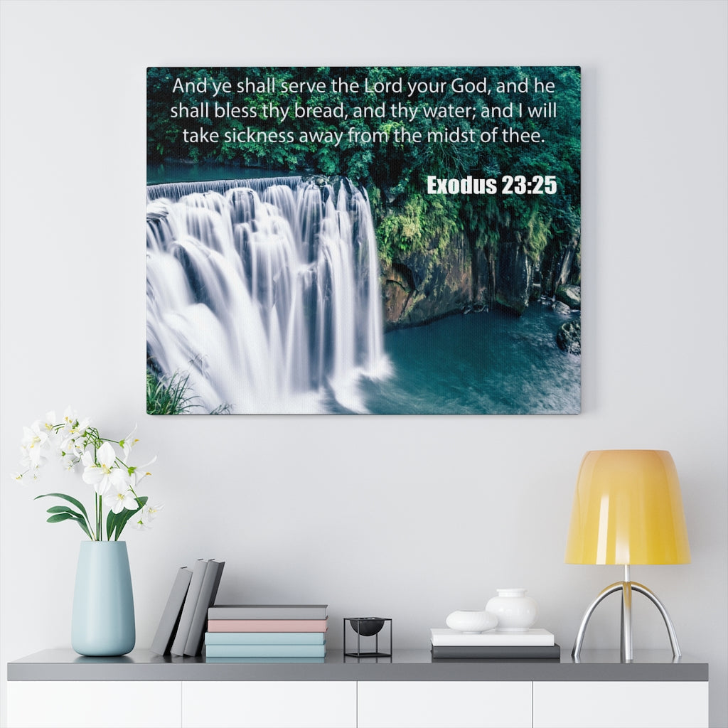 Scripture Walls The Lord is Merciful and Gracious Exodus 23:25 Bible Verse Canvas Christian Wall Art Ready to Hang Unframed-Express Your Love Gifts