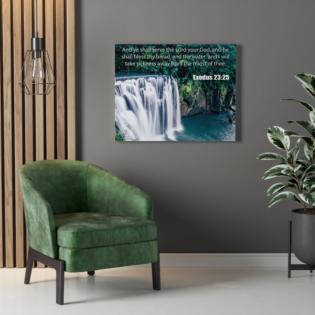 Scripture Walls The Lord is Merciful and Gracious Exodus 23:25 Bible Verse Canvas Christian Wall Art Ready to Hang Unframed-Express Your Love Gifts