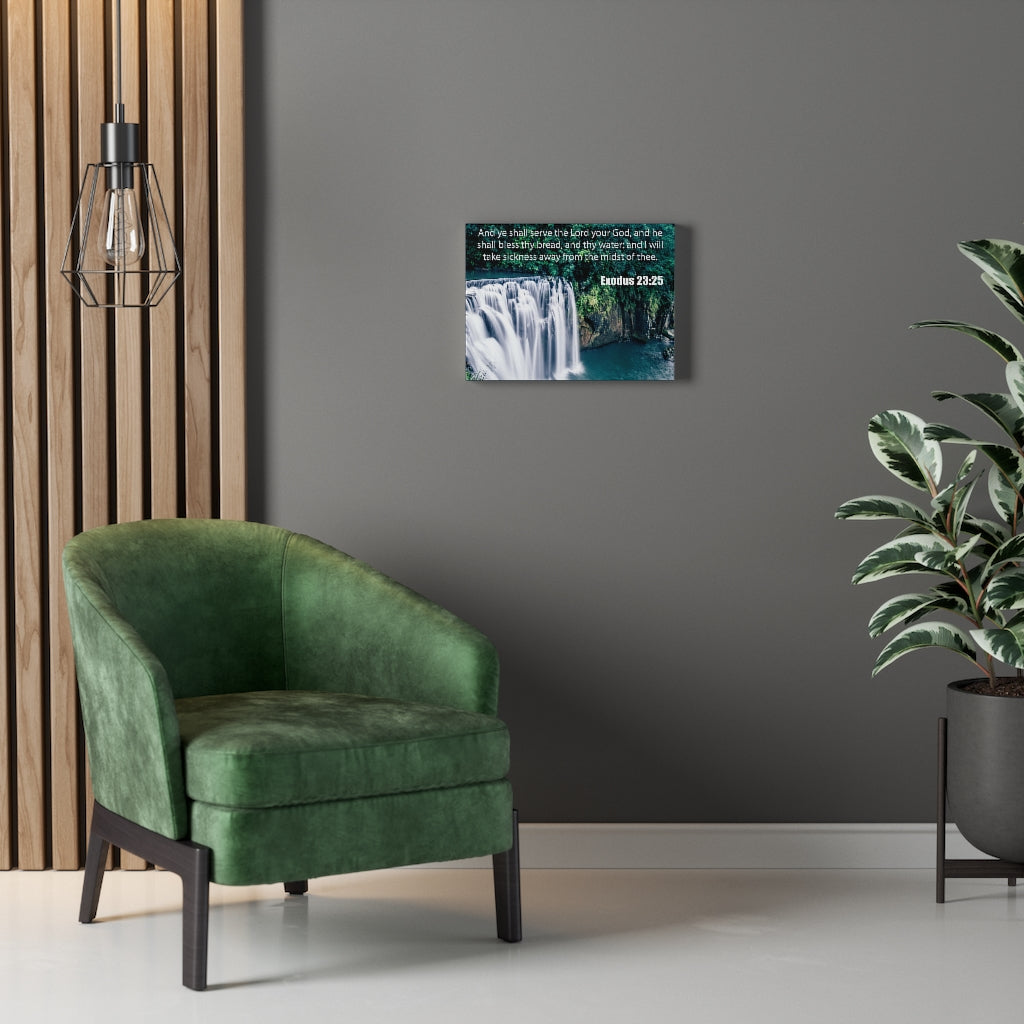 Scripture Walls The Lord is Merciful and Gracious Exodus 23:25 Bible Verse Canvas Christian Wall Art Ready to Hang Unframed-Express Your Love Gifts