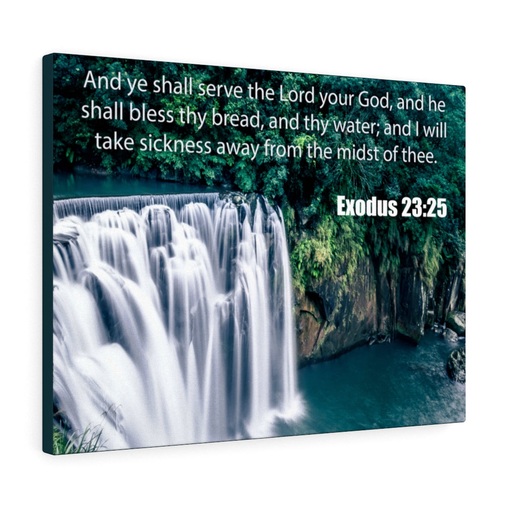 Scripture Walls The Lord is Merciful and Gracious Exodus 23:25 Bible Verse Canvas Christian Wall Art Ready to Hang Unframed-Express Your Love Gifts