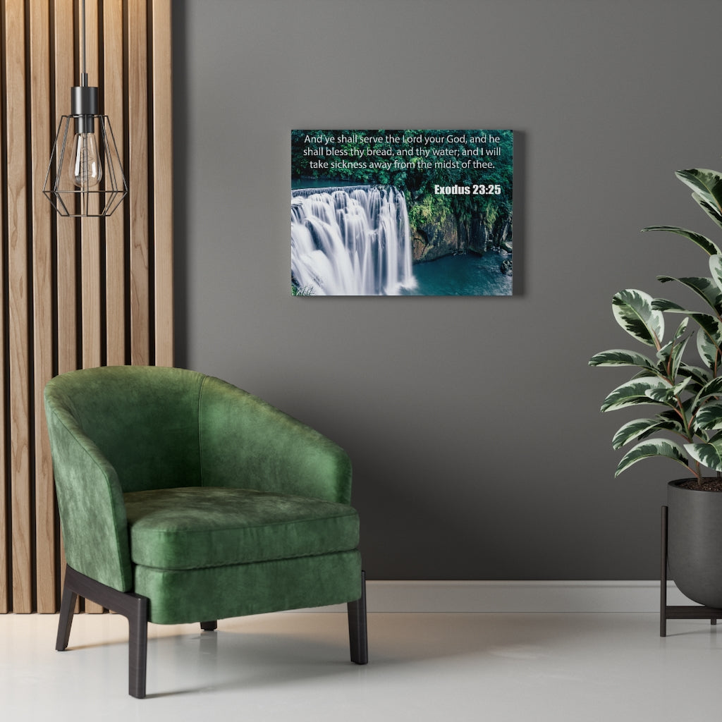 Scripture Walls The Lord is Merciful and Gracious Exodus 23:25 Bible Verse Canvas Christian Wall Art Ready to Hang Unframed-Express Your Love Gifts