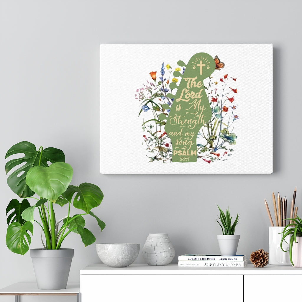 Scripture Walls The Lord Is My Strength Psalm 118:14 Bible Verse Canvas Christian Wall Art Ready to Hang Unframed-Express Your Love Gifts