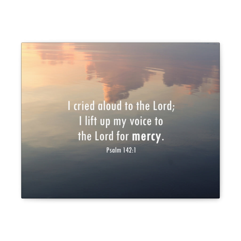 Scripture Walls The Lord Of Mercy Psalm 142:1 Bible Verse Canvas Christian Wall Art Ready to Hang Unframed-Express Your Love Gifts