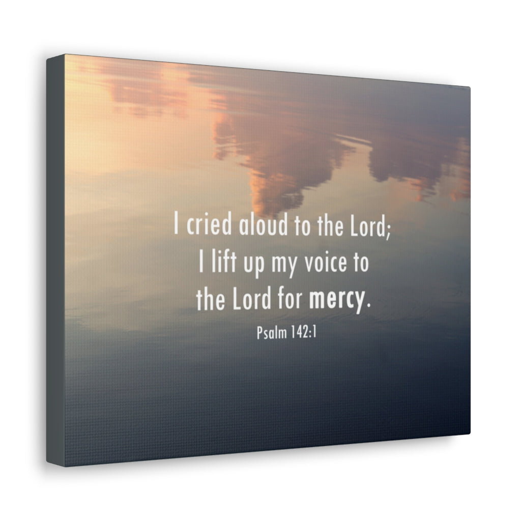 Scripture Walls The Lord Of Mercy Psalm 142:1 Bible Verse Canvas Christian Wall Art Ready to Hang Unframed-Express Your Love Gifts