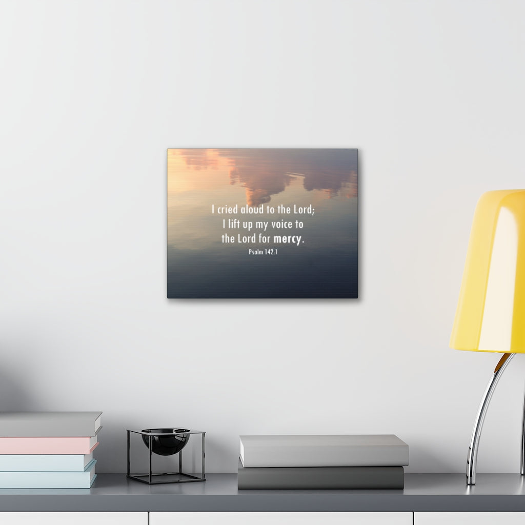 Scripture Walls The Lord Of Mercy Psalm 142:1 Bible Verse Canvas Christian Wall Art Ready to Hang Unframed-Express Your Love Gifts
