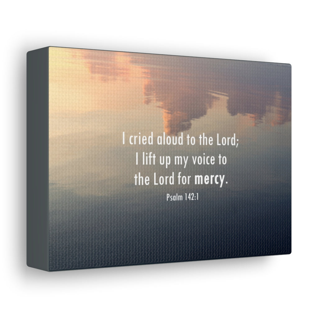 Scripture Walls The Lord Of Mercy Psalm 142:1 Bible Verse Canvas Christian Wall Art Ready to Hang Unframed-Express Your Love Gifts