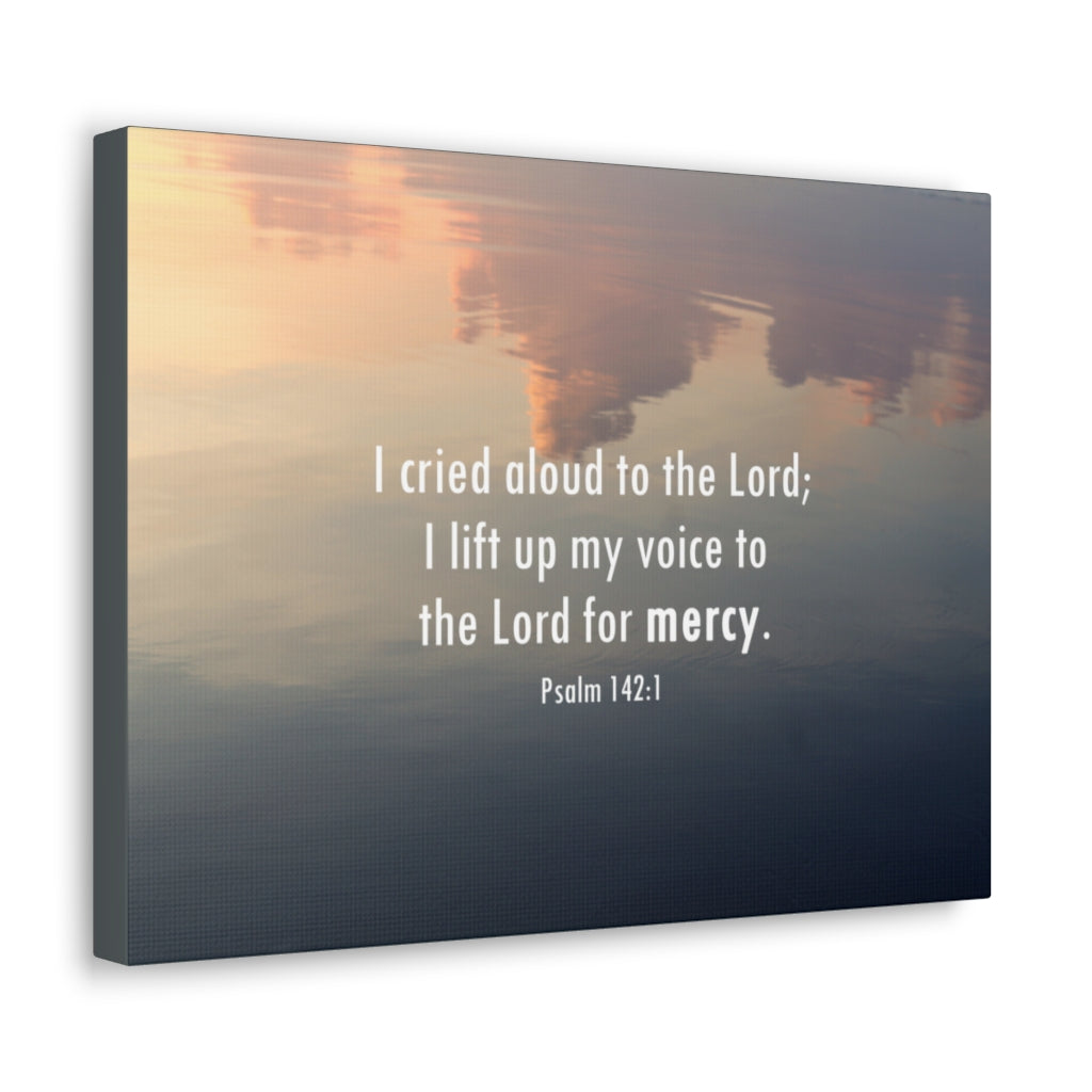 Scripture Walls The Lord Of Mercy Psalm 142:1 Bible Verse Canvas Christian Wall Art Ready to Hang Unframed-Express Your Love Gifts