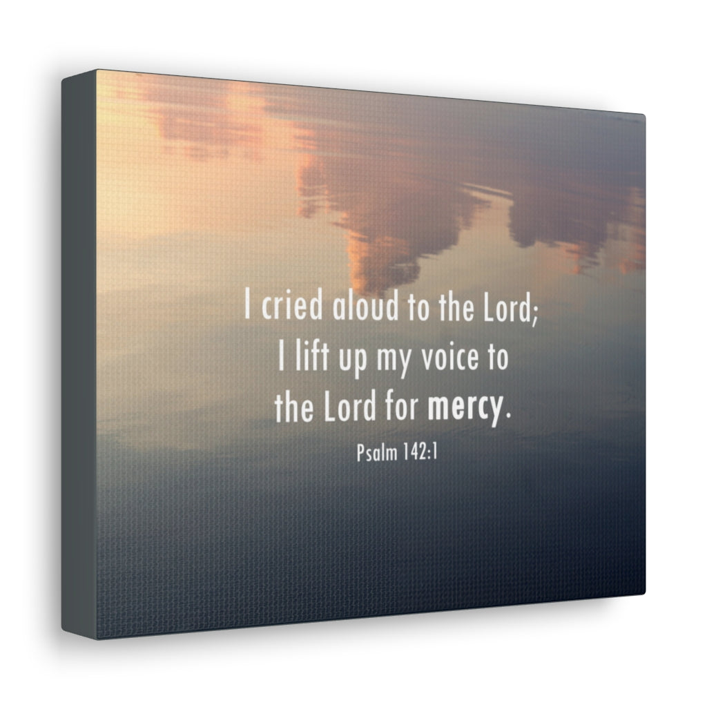 Scripture Walls The Lord Of Mercy Psalm 142:1 Bible Verse Canvas Christian Wall Art Ready to Hang Unframed-Express Your Love Gifts