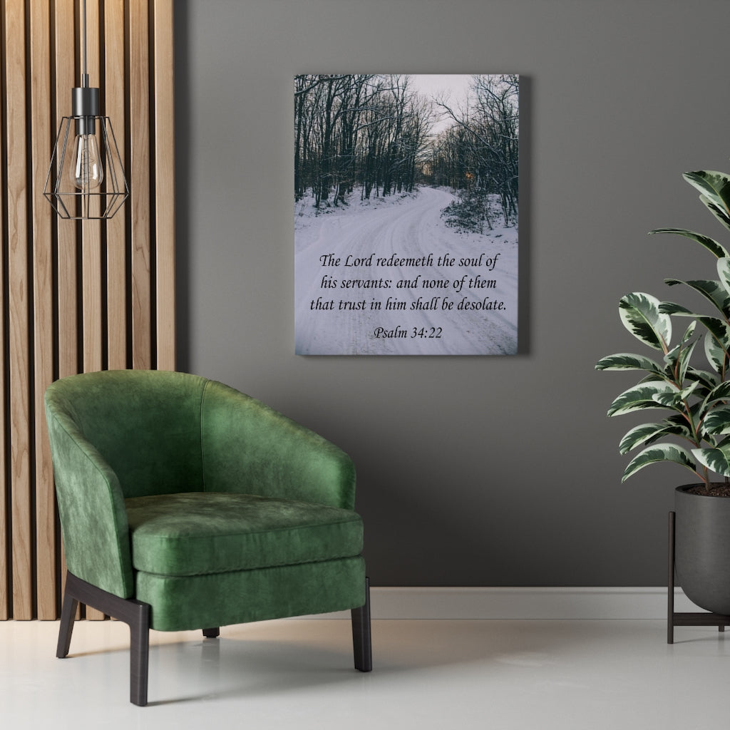 Scripture Walls The Lord Redeemeth The Soul Psalm 34:22 Bible Verse Canvas Christian Wall Art Ready to Hang Unframed-Express Your Love Gifts