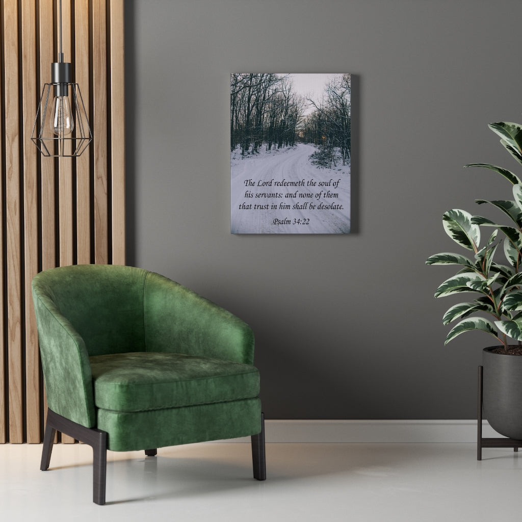 Scripture Walls The Lord Redeemeth The Soul Psalm 34:22 Bible Verse Canvas Christian Wall Art Ready to Hang Unframed-Express Your Love Gifts