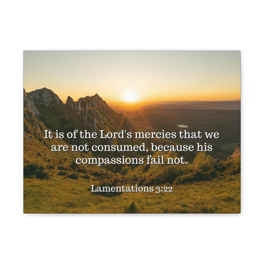 Scripture Walls The Lord's Mercies Lamentations 3:22 Bible Verse Canvas Christian Wall Art Ready to Hang Unframed-Express Your Love Gifts