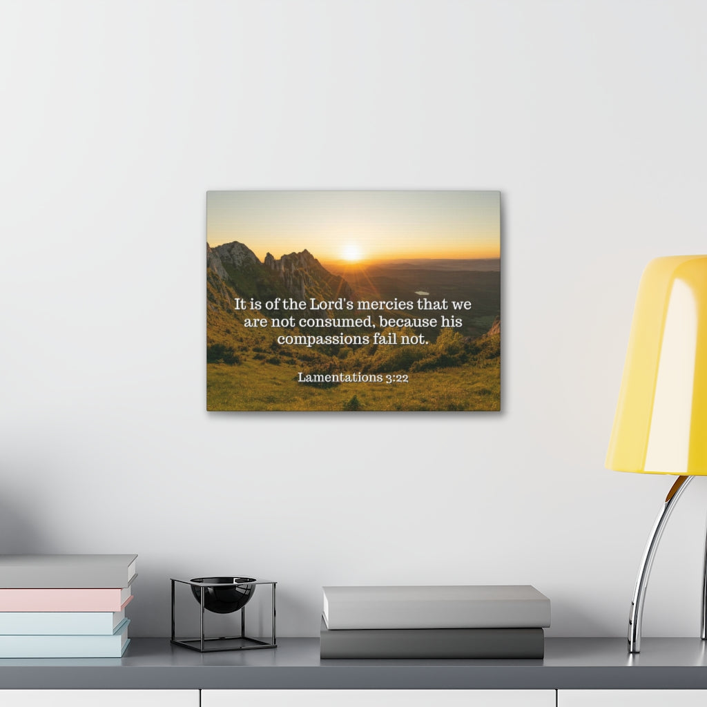 Scripture Walls The Lord's Mercies Lamentations 3:22 Bible Verse Canvas Christian Wall Art Ready to Hang Unframed-Express Your Love Gifts