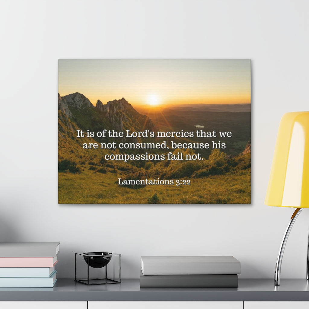 Scripture Walls The Lord's Mercies Lamentations 3:22 Bible Verse Canvas Christian Wall Art Ready to Hang Unframed-Express Your Love Gifts