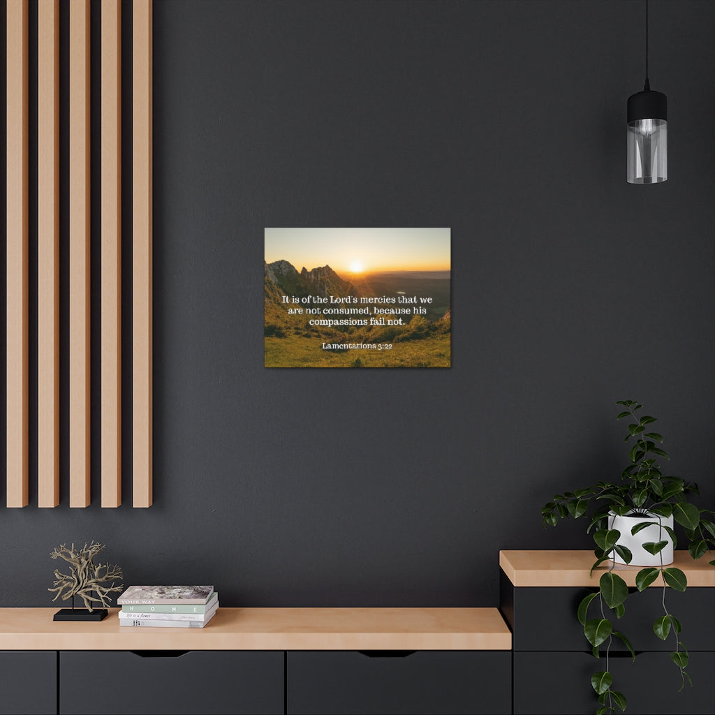 Scripture Walls The Lord's Mercies Lamentations 3:22 Bible Verse Canvas Christian Wall Art Ready to Hang Unframed-Express Your Love Gifts