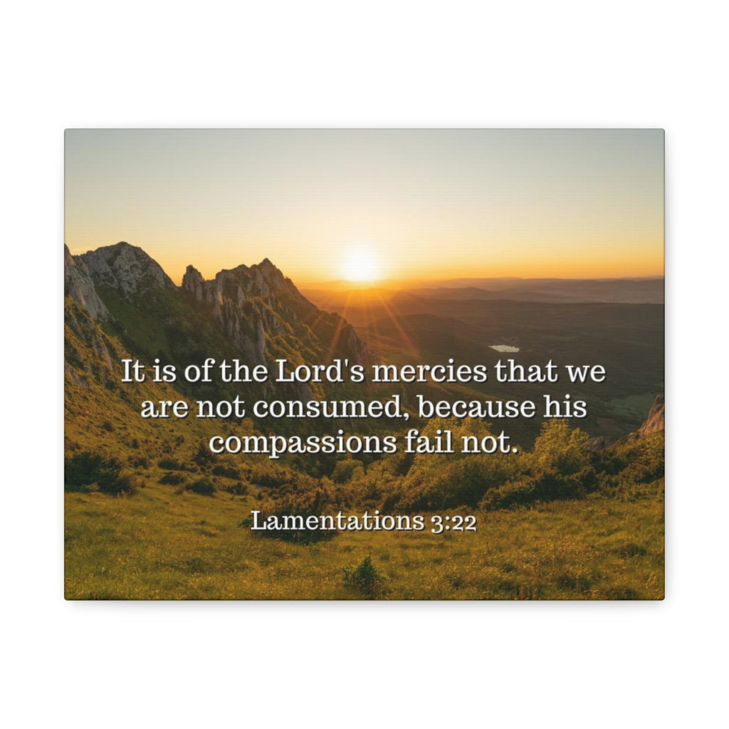Scripture Walls The Lord's Mercies Lamentations 3:22 Bible Verse Canvas Christian Wall Art Ready to Hang Unframed-Express Your Love Gifts