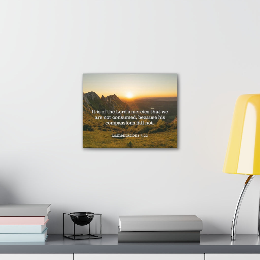 Scripture Walls The Lord's Mercies Lamentations 3:22 Bible Verse Canvas Christian Wall Art Ready to Hang Unframed-Express Your Love Gifts