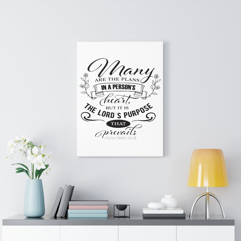 Scripture Walls The Lord's Purpose Proverbs 19:21 Bible Verse Canvas Christian Wall Art Ready to Hang Unframed-Express Your Love Gifts