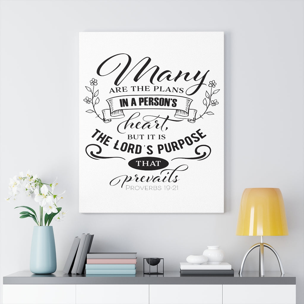 Scripture Walls The Lord's Purpose Proverbs 19:21 Bible Verse Canvas Christian Wall Art Ready to Hang Unframed-Express Your Love Gifts