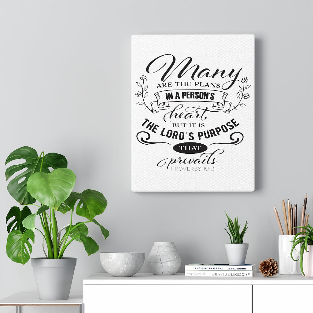 Scripture Walls The Lord's Purpose Proverbs 19:21 Bible Verse Canvas Christian Wall Art Ready to Hang Unframed-Express Your Love Gifts