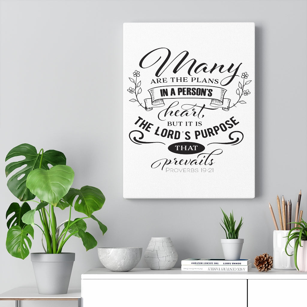 Scripture Walls The Lord's Purpose Proverbs 19:21 Bible Verse Canvas Christian Wall Art Ready to Hang Unframed-Express Your Love Gifts