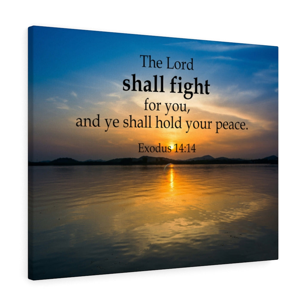 Scripture Walls The Lord Shall Fight For You Exodus 14:14Bible Verse Canvas Christian Wall Art Ready to Hang Unframed-Express Your Love Gifts