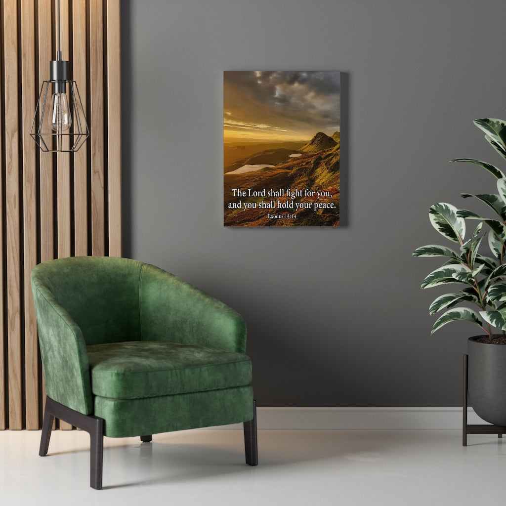 Scripture Walls The Lord Shall Fight For You Romans 8:31 Bible Verse Canvas Christian Wall Art Ready to Hang Unframed-Express Your Love Gifts