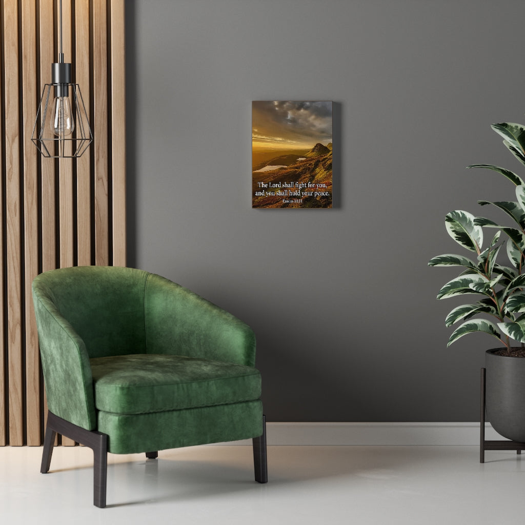 Scripture Walls The Lord Shall Fight For You Romans 8:31 Bible Verse Canvas Christian Wall Art Ready to Hang Unframed-Express Your Love Gifts