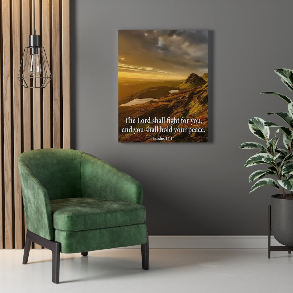 Scripture Walls The Lord Shall Fight For You Romans 8:31 Bible Verse Canvas Christian Wall Art Ready to Hang Unframed-Express Your Love Gifts
