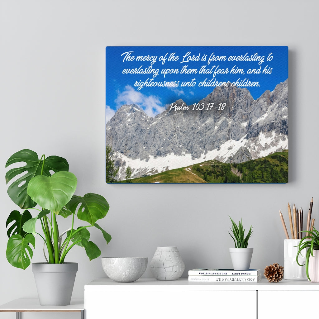 Scripture Walls The Mercy of The Lord Psalm 103:17-18 Bible Verse Canvas Christian Wall Art Ready to Hang Unframed-Express Your Love Gifts