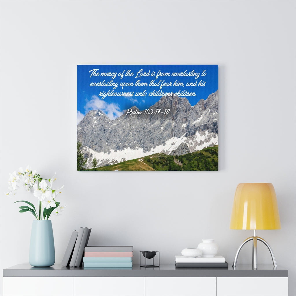 Scripture Walls The Mercy of The Lord Psalm 103:17-18 Bible Verse Canvas Christian Wall Art Ready to Hang Unframed-Express Your Love Gifts
