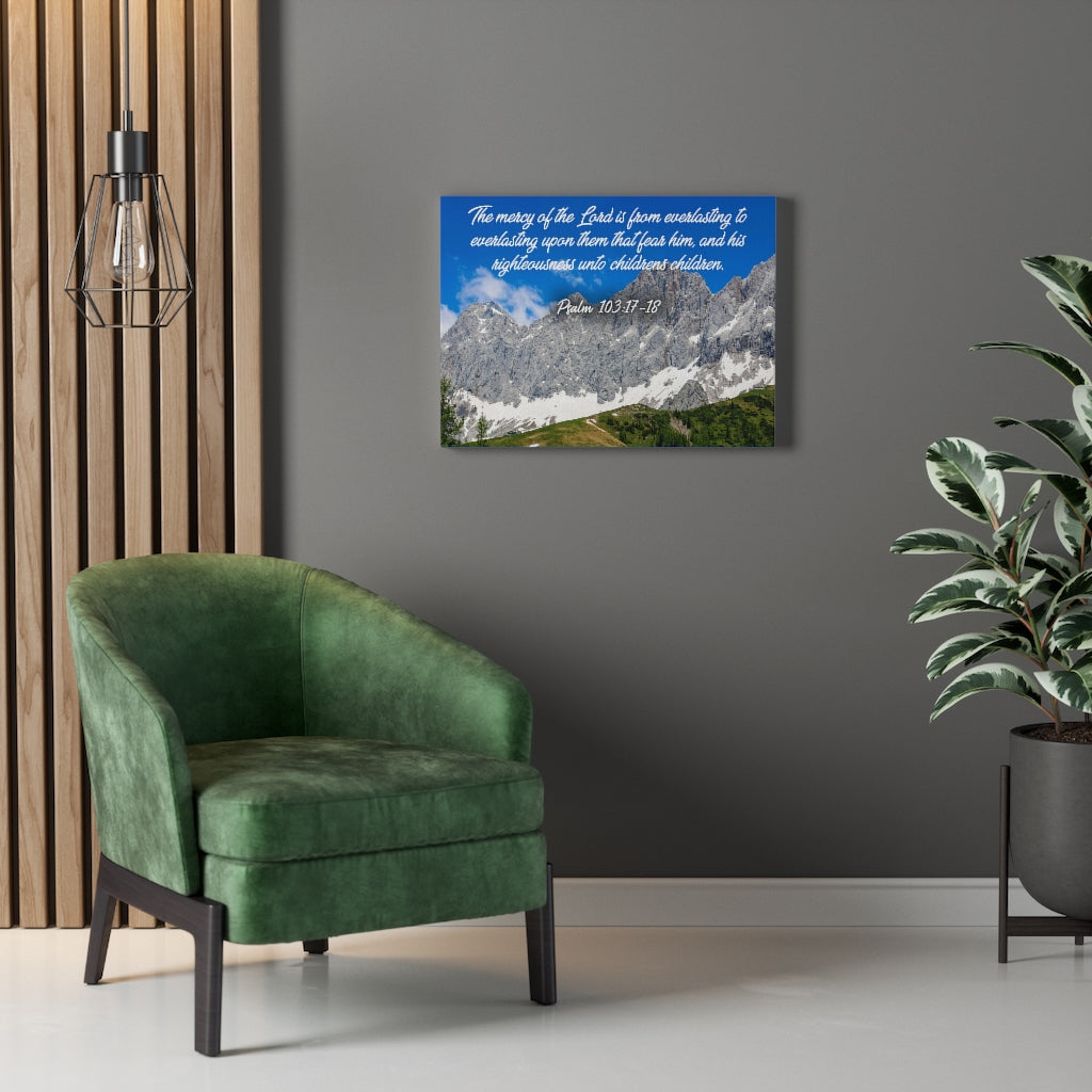 Scripture Walls The Mercy of The Lord Psalm 103:17-18 Bible Verse Canvas Christian Wall Art Ready to Hang Unframed-Express Your Love Gifts