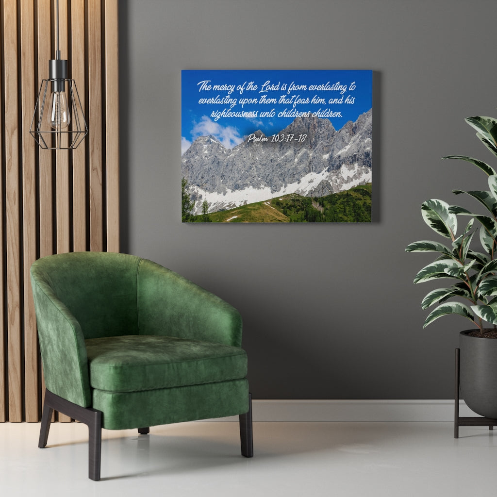 Scripture Walls The Mercy of The Lord Psalm 103:17-18 Bible Verse Canvas Christian Wall Art Ready to Hang Unframed-Express Your Love Gifts