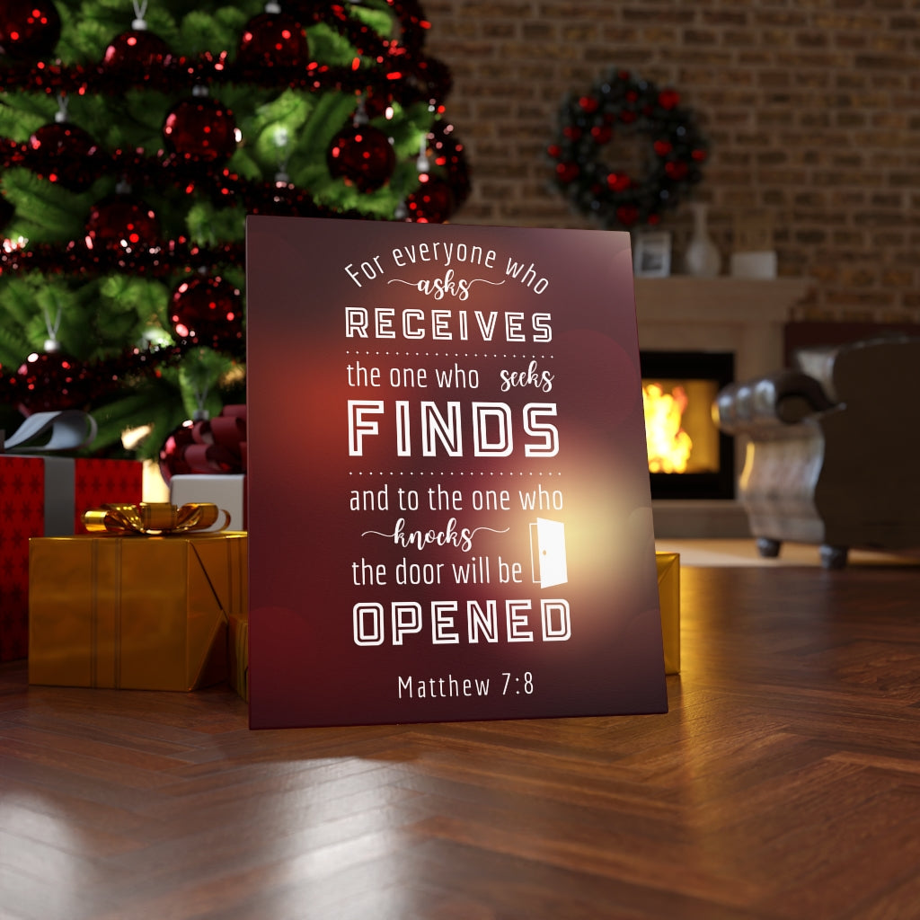 Scripture Walls The One Who Seeks Matthew 7:8 Bible Verse Canvas Christian Wall Art Ready to Hang Unframed-Express Your Love Gifts