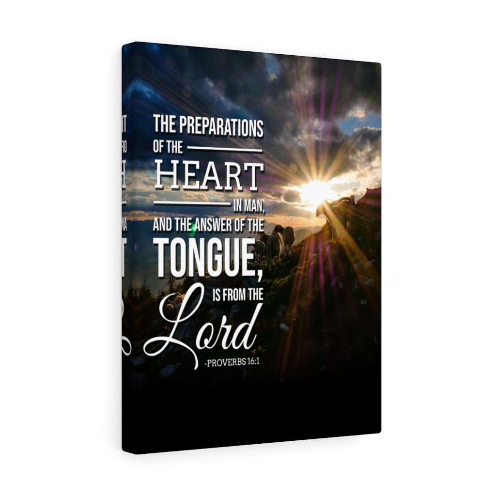 Scripture Walls The Preparations of The Heart Proverbs 16:1 Bible Verse Canvas Christian Wall Art Ready to Hang Unframed-Express Your Love Gifts