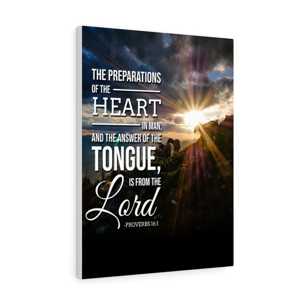 Scripture Walls The Preparations of The Heart Proverbs 16:1 Bible Verse Canvas Christian Wall Art Ready to Hang Unframed-Express Your Love Gifts