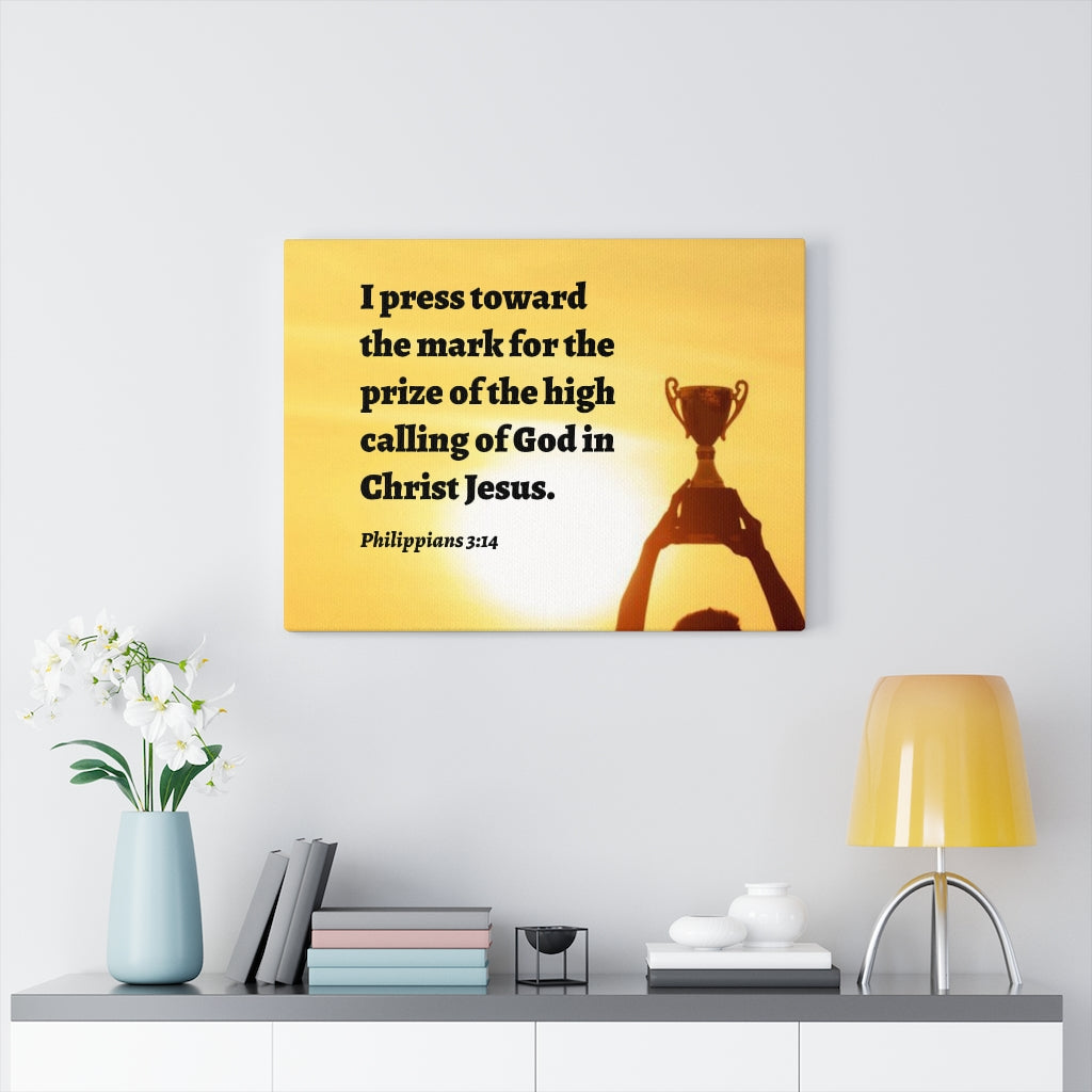 Scripture Walls The Prize Philippians 3:14 Bible Verse Canvas Christian Wall Art Ready to Hang Unframed-Express Your Love Gifts