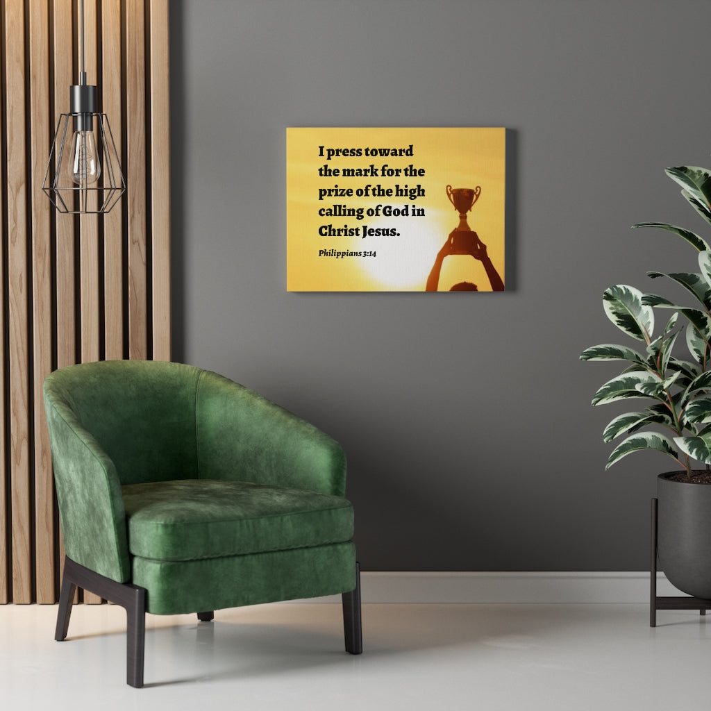 Scripture Walls The Prize Philippians 3:14 Bible Verse Canvas Christian Wall Art Ready to Hang Unframed-Express Your Love Gifts