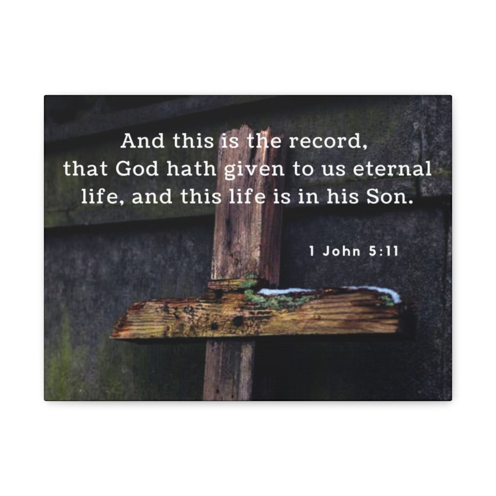 Scripture Walls The Record 1 John 5:11 Bible Verse Canvas Christian Wall Art Ready to Hang Unframed-Express Your Love Gifts