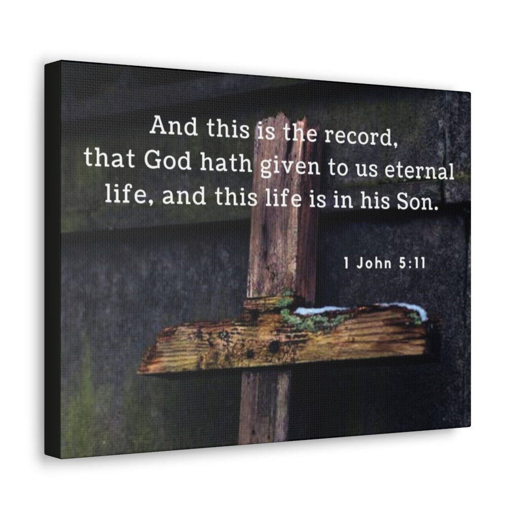 Scripture Walls The Record 1 John 5:11 Bible Verse Canvas Christian Wall Art Ready to Hang Unframed-Express Your Love Gifts