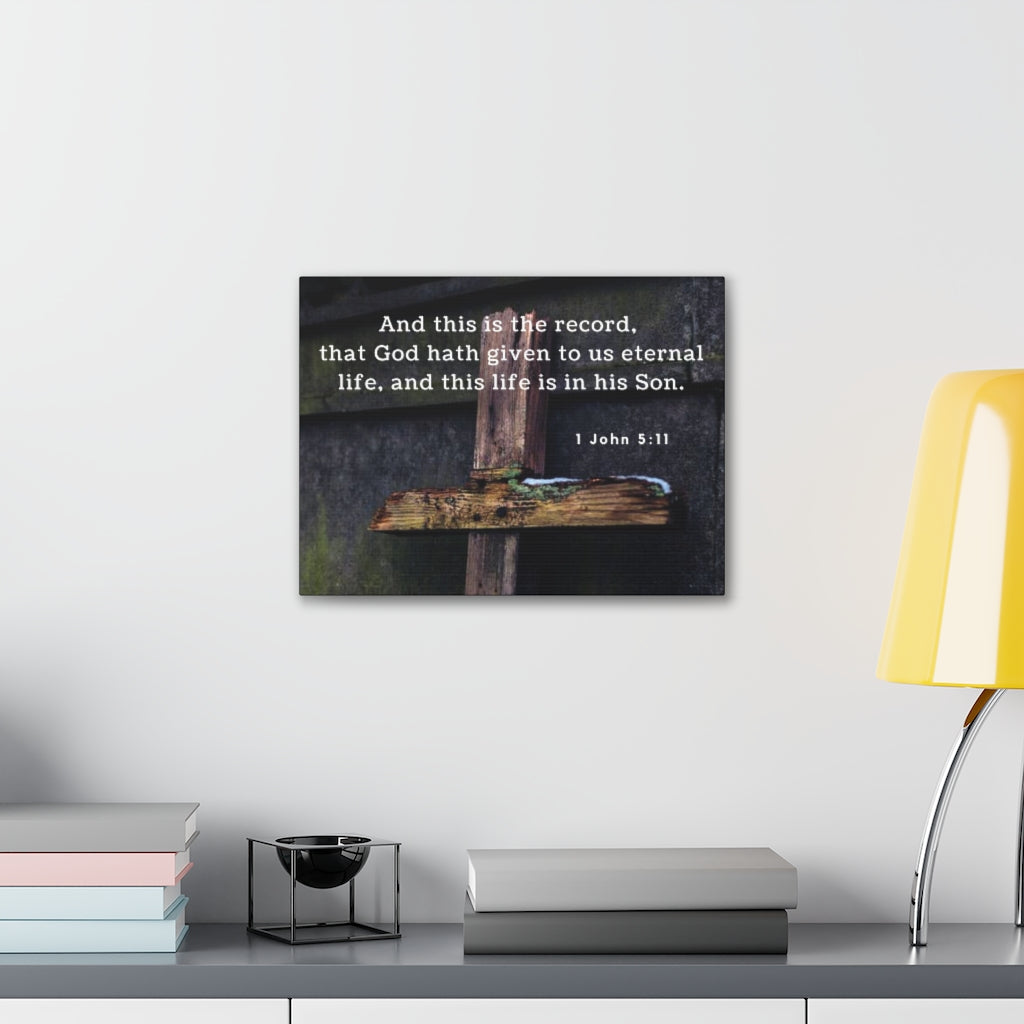 Scripture Walls The Record 1 John 5:11 Bible Verse Canvas Christian Wall Art Ready to Hang Unframed-Express Your Love Gifts