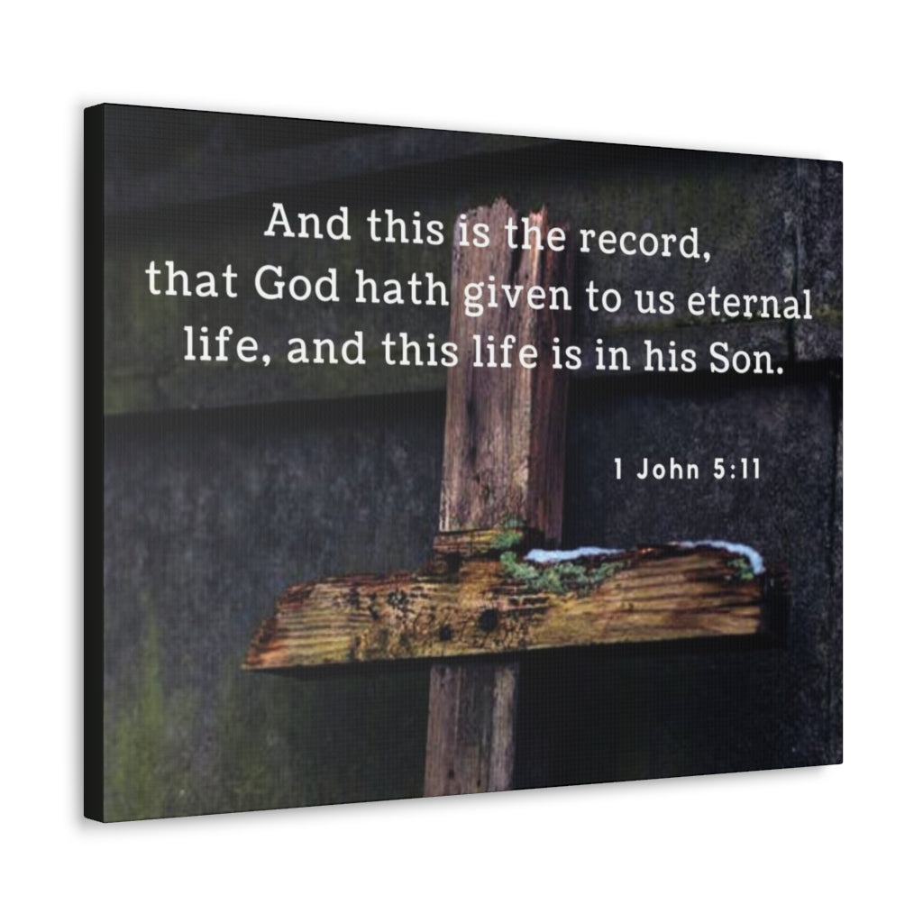 Scripture Walls The Record 1 John 5:11 Bible Verse Canvas Christian Wall Art Ready to Hang Unframed-Express Your Love Gifts