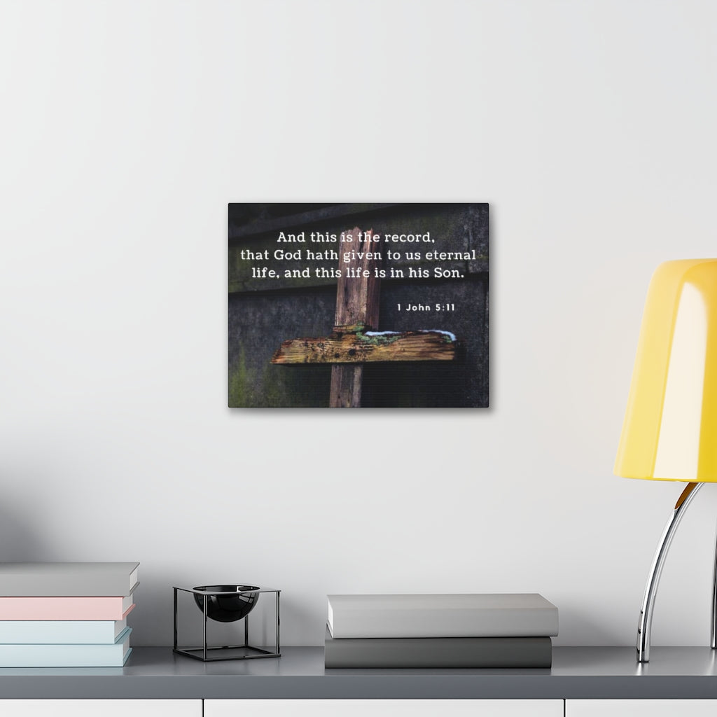 Scripture Walls The Record 1 John 5:11 Bible Verse Canvas Christian Wall Art Ready to Hang Unframed-Express Your Love Gifts