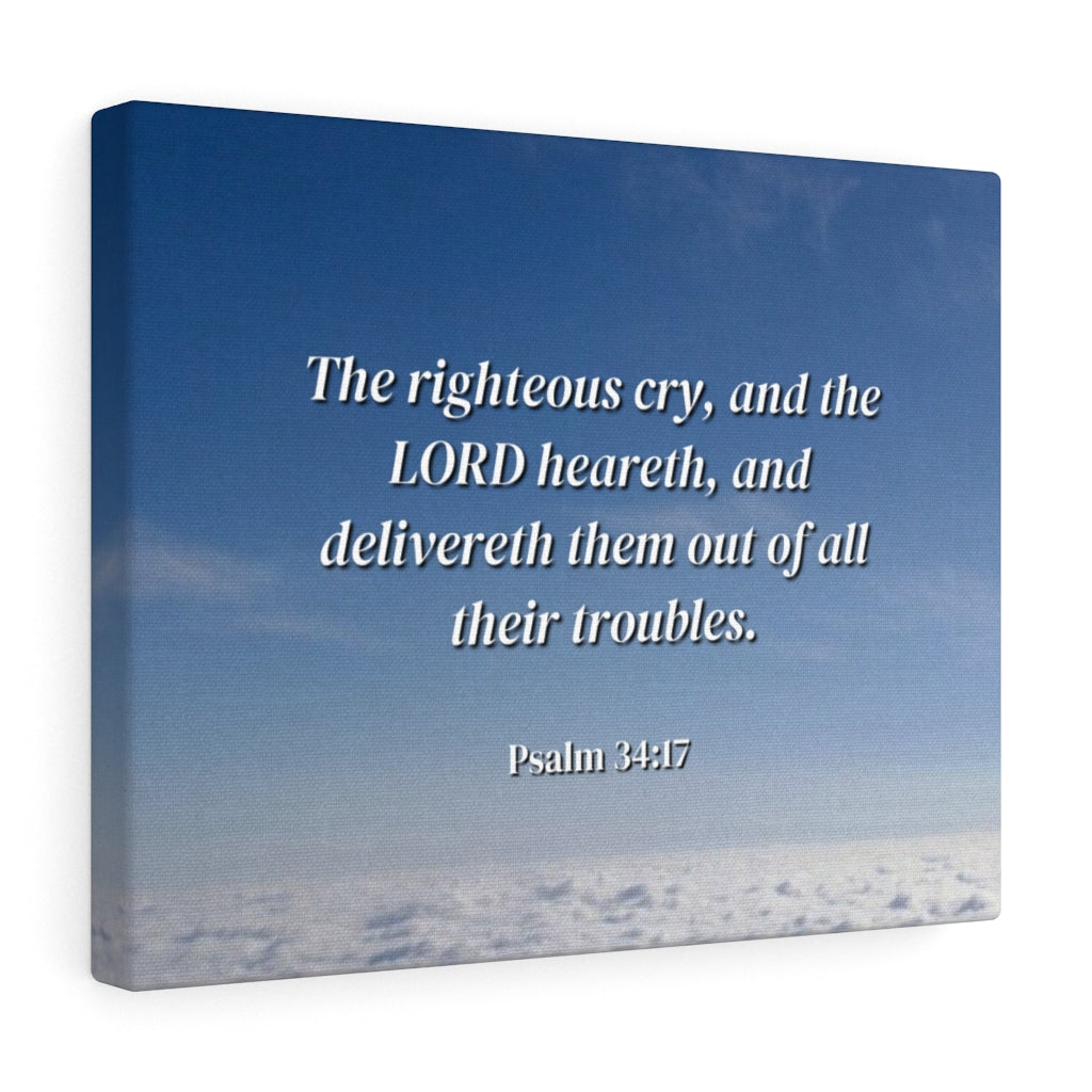 Scripture Walls The Righteous Cry Psalm 34:17 Bible Verse Canvas Christian Wall Art Ready to Hang Unframed-Express Your Love Gifts
