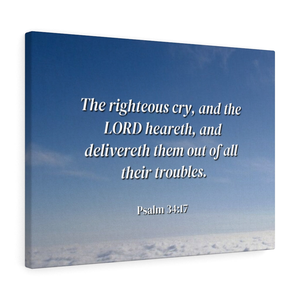 Scripture Walls The Righteous Cry Psalm 34:17 Bible Verse Canvas Christian Wall Art Ready to Hang Unframed-Express Your Love Gifts